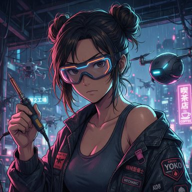 Portrait manga : mécano drones