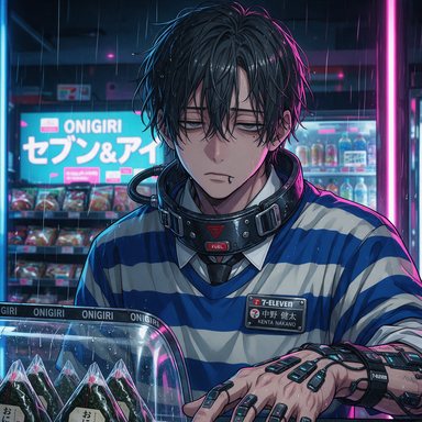 Portrait manga : vendeur konbini