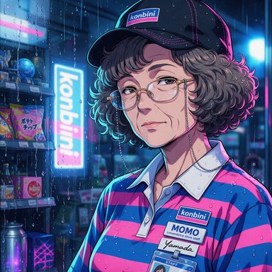 Portrait manga : vendeuse konbini