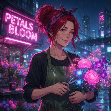 Portrait manga : fleuriste